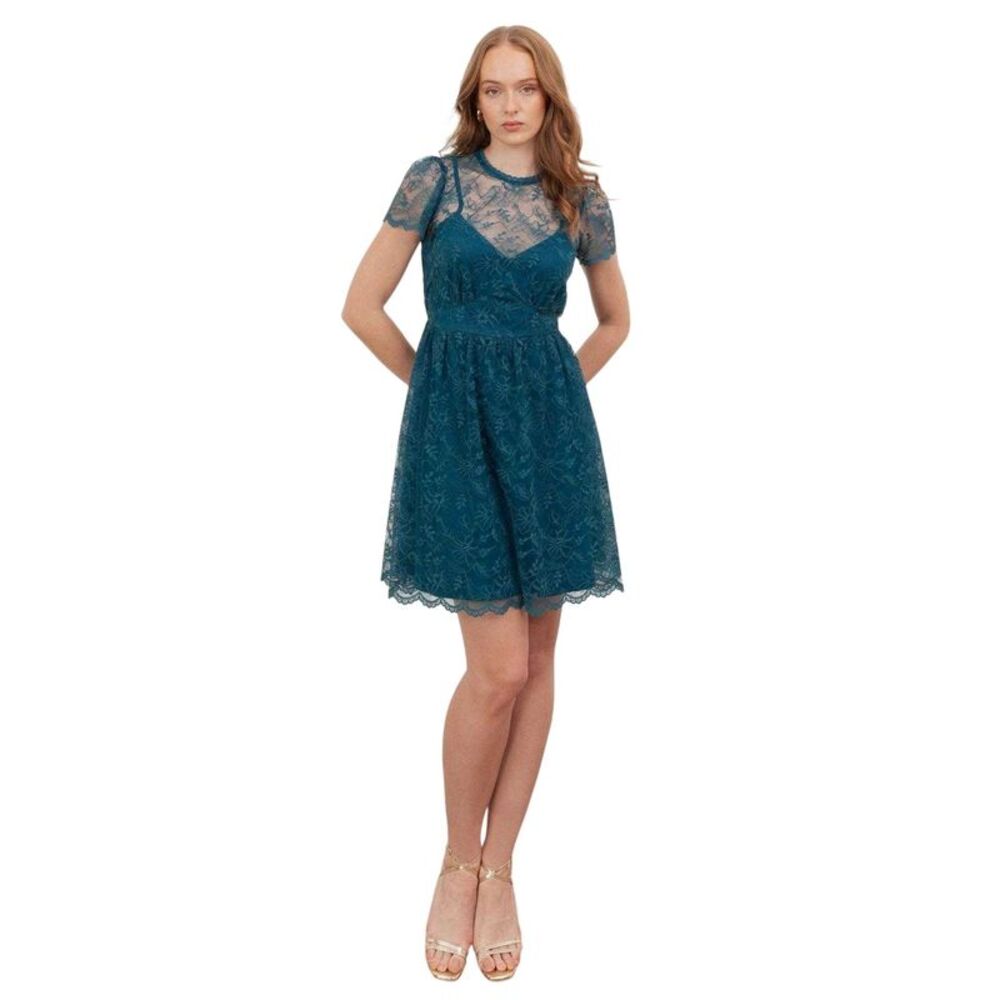 Lovedrobe Womens/Ladies Floral Lace Mini Dress / Teal Green